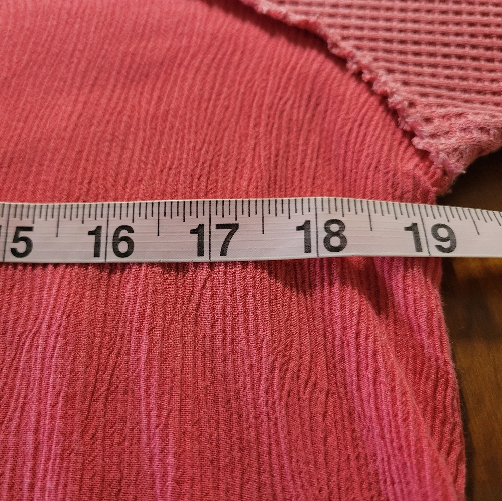 Soft Surroundings Gauze April Tee Tunic Waffle Knit Sleeve Top Pink Coral Medium - Picture 5 of 7